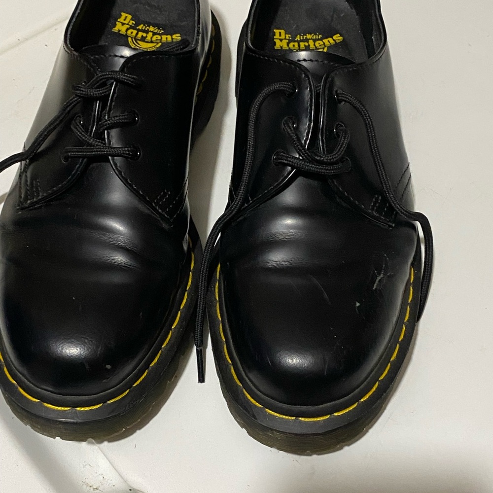 Dr. Martens Black Oxfords with Yellow Stitching
